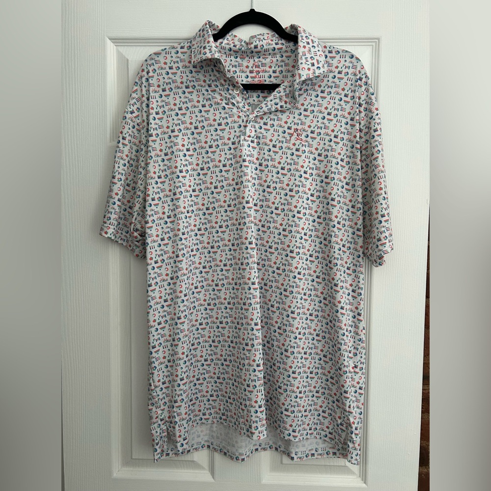 Rhoback Graph Print Men’s Short Sleeve Performance Polo, XL